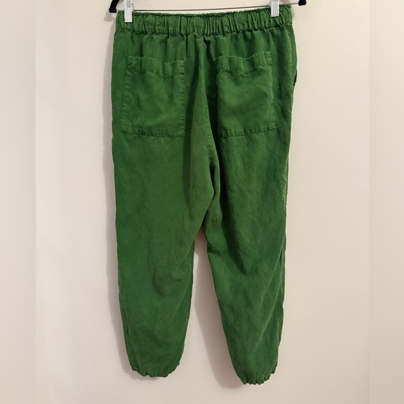 🌿 Zara Linen Blend Slouchy Pants Green Elastic Waist Size L 🌿 - Picture 6 of 13